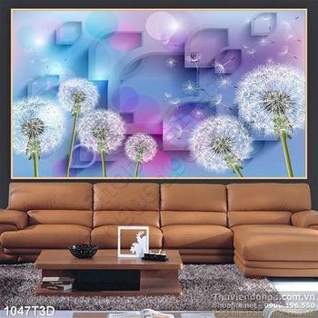 Tranh 3D bồ công anh trang trí nội thất