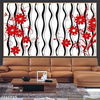Tranh 3D hoa trang trí tường nội thất