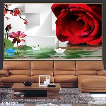Tranh 3D hoa hồng trang trí nội thất