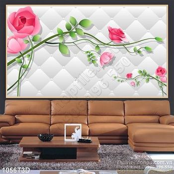 Tranh 3D hoa trang trí nội thất phòng khách