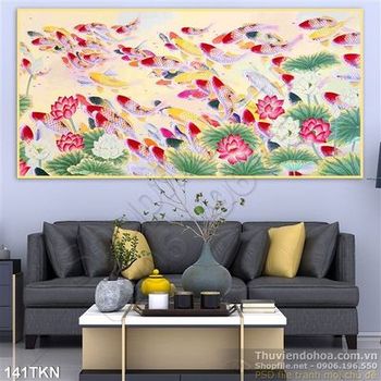 Tranh dđàn cá Koi trang trí phòng khách