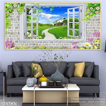Tranh cửa sổ trang trí phòng khách