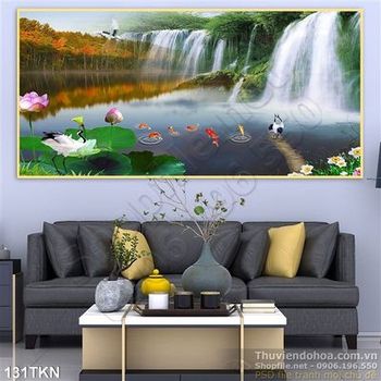 Tranh thác nước và chim Hạc đẹp nhất