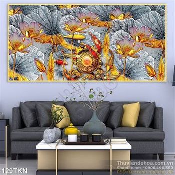 Tranh hoa Sen nghệ thuật đẹp