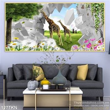 Tranh hươu cao cổ trang trí phòng bé