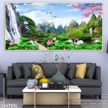 Tranh sơn thủy và hoa Sen đẹp nhất hiện nay