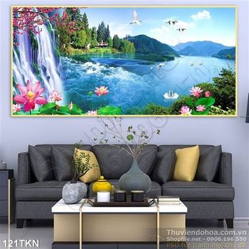 Tranh thác nước phong thủy trang trí bếp