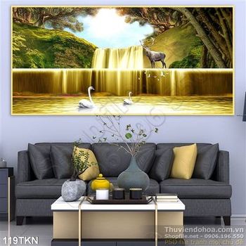 Tranh thác nước và chim thiên nga