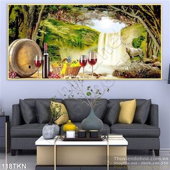 Tranh thác nước trong rừng đẹp