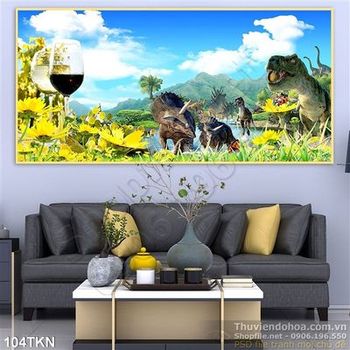 Tranh thế giới khủng long trang trí bếp