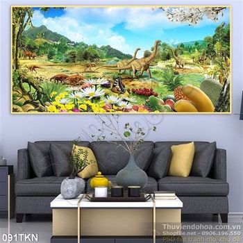 Tranh thế giới khủng long trang trí bếp