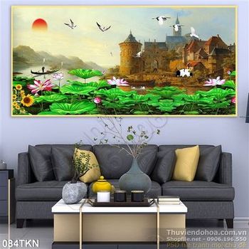 Tranh hoa Sen và lâu đài