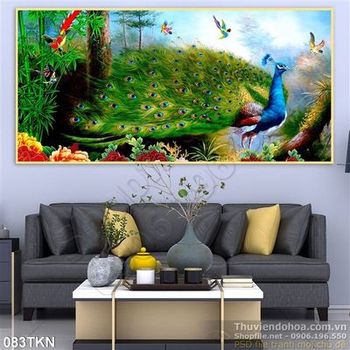 Tranh sơn dầu chim công mới nhất