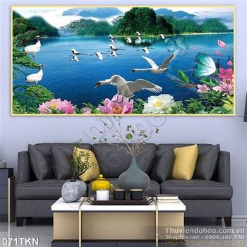 Tranh sơn thủy và chim Hạc đẹp nhất hiện nay