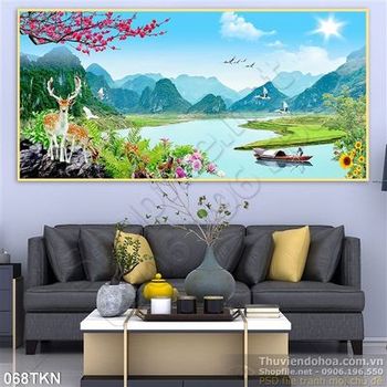 Tranh phong thủy và hoa đào đẹp nhất