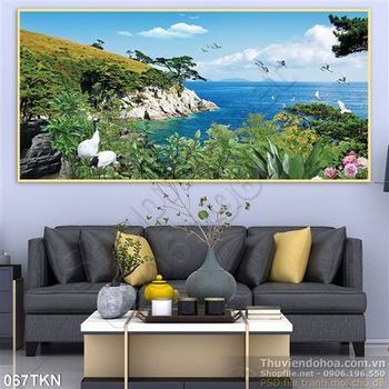 Tranh chim Hạc và dòng sông đẹp nhất