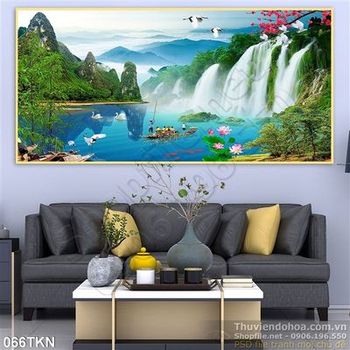Tranh thác và chim Hạc trang trí tường đẹp