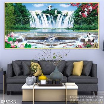 Tranh thác nước và cây trang trí nghệ thuật