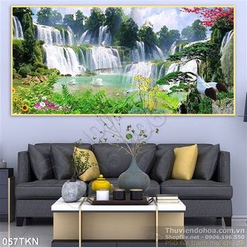 Tranh thác Bản Giốc và chim Hạc