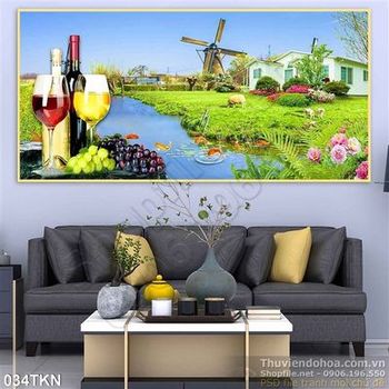 Tranh bếp phong cảnh cối xay gió đẹp