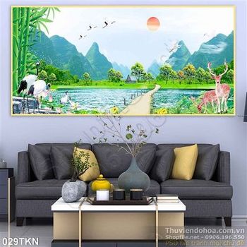 Tranh phong cảnh hữu tình bên dòng sông