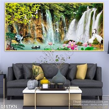 Tranh thác nước phong thủy trang trí