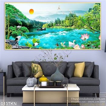 Tranh thác nước treo tường đẹp trang trí phòng khách