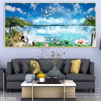 Tranh thác nước trang trí phòng ngủ đẹp