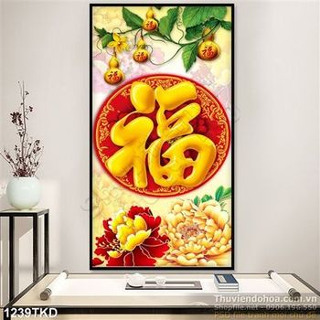 Tranh thư pháp quả bầu vàng