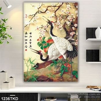 Tranh chim Hạc thư pháp