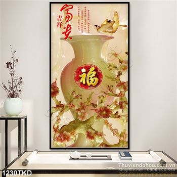 Tranh giả ngọc bình hoa cổ