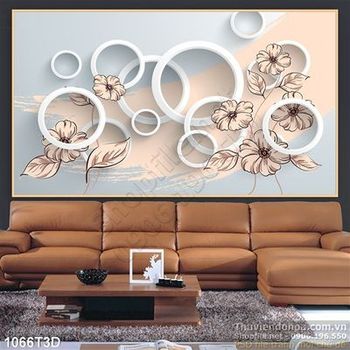 Tranh 3D hoa trang trí phòng khách