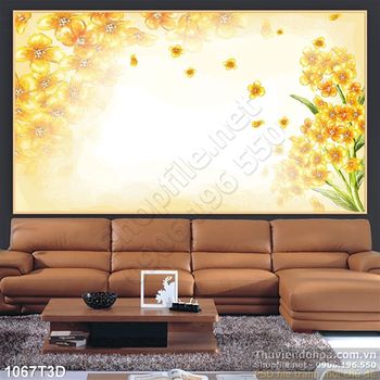 Tranh 3D hoa trang trí nội thất phòng ngủ
