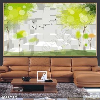 Tranh 3D hoa cây trang trí nội thất phòng ngủ