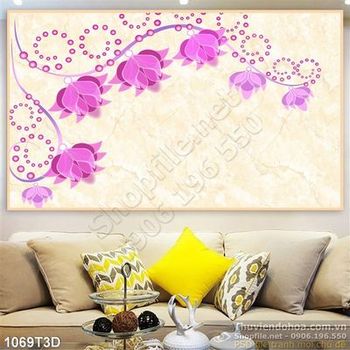 Tranh 3D hoa trang trí dán tường