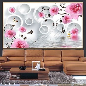 Tranh 3D hoa trang trí nội thất hiện đại