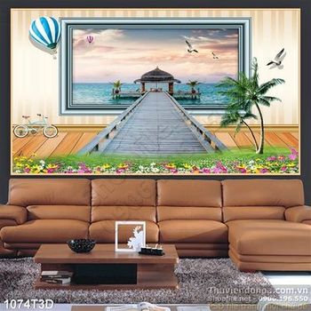 Tranh 3D cửa sổ trang trí phòng khách