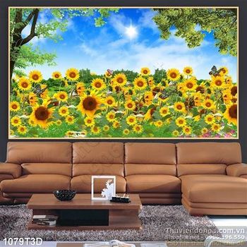 Tranh 3D hoa hướng dương trang trí