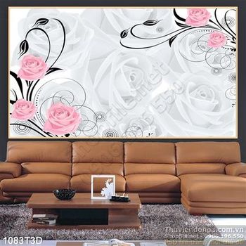 Tranh 3D nền hoa hồng treo tường