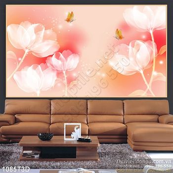 Tranh 3D hoa dán tường nền cam