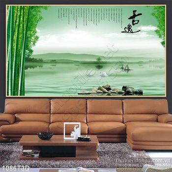 Tranh 3D trúc thư pháp cổ điển