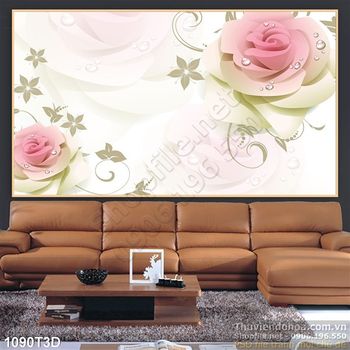 Tranh 3D hoa hồng dán tường