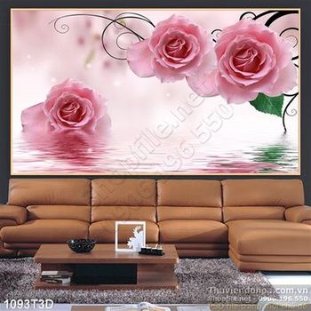 Tranh 3D hoa hồng trang trí nội thất