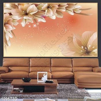 Tranh 3D hoa cam trang trí nội thất phòng ngủ