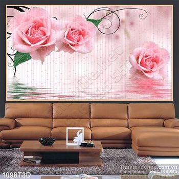Tranh 3D hoa hồng trang trí nội thất phòng ngủ