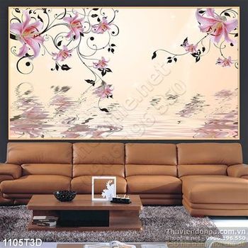 Tranh 3D hoa ly trang trí dán tường