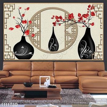 Tranh 3D bình trang trí nội thất phòng ngủ