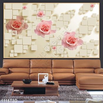 Tranh 3D hoa hồng trang trí nội thất