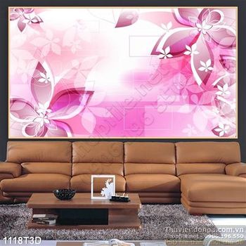 Tranh 3D hoa dán tường trang trí nội thất