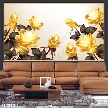 Tranh 3D hoa hồng gold